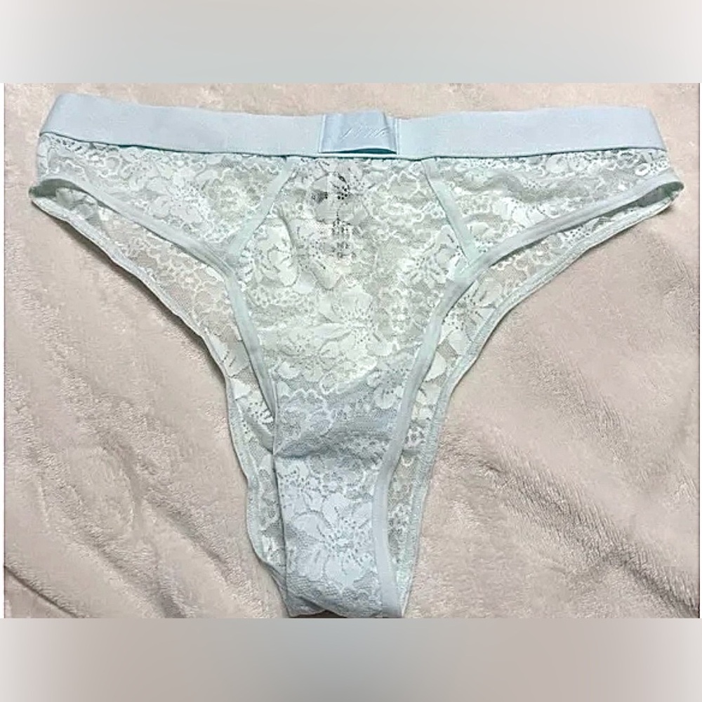 🩵NWT/ PINK Victoria's Secret Light Blue Lace Panty